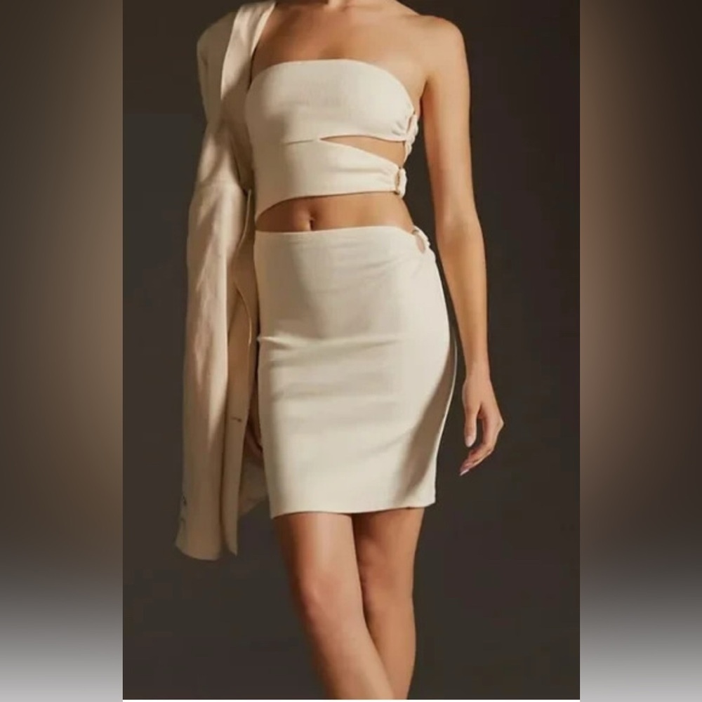 NWT Anthropologie BORDEAUX STRAPLESS CUTOUT DRESS XL Ivory